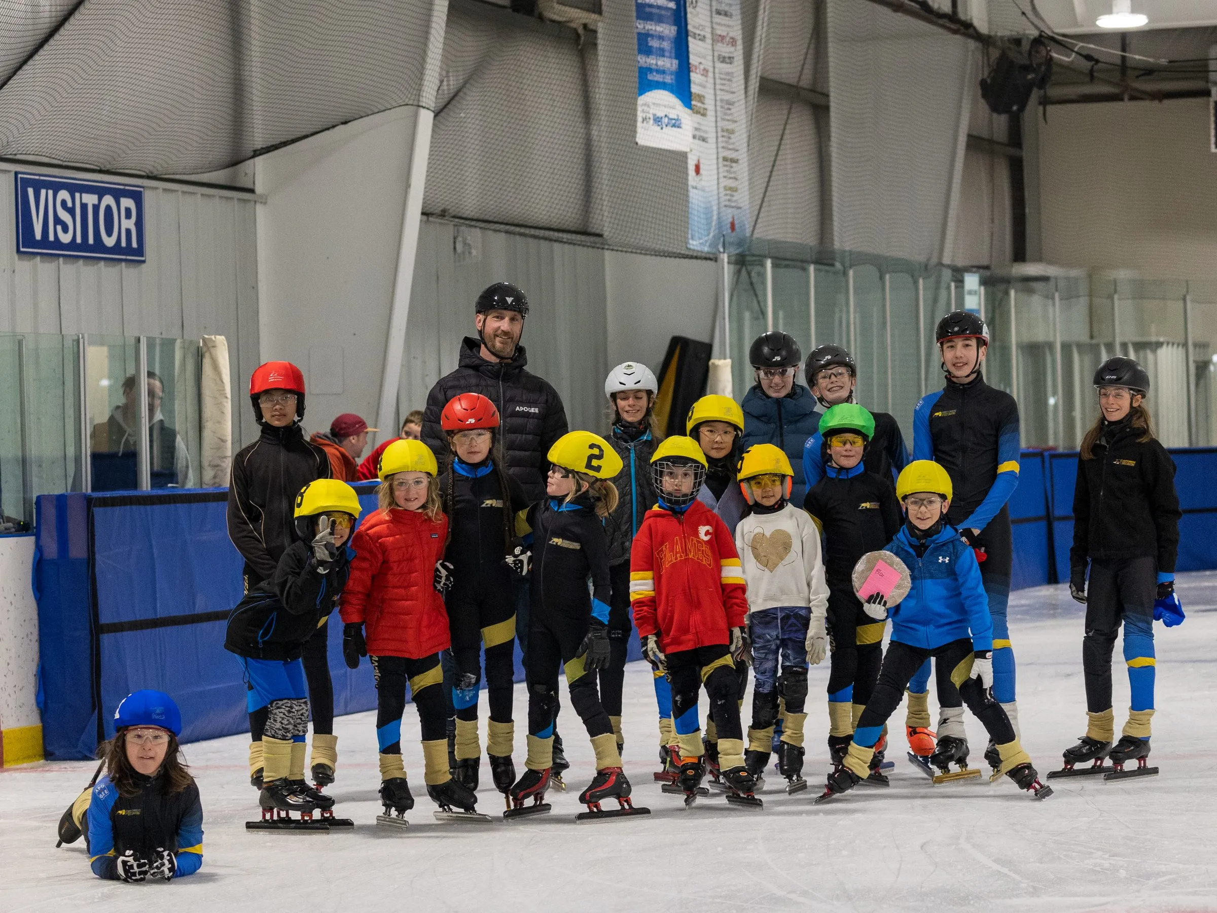 The Banff Canmore Speed Skating club gathered on the ice